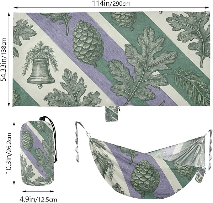 Botanical Americana Striped Wallpaper Hammocks with Hanging Rope Rope Hammock for Indoor Outdoor Patio