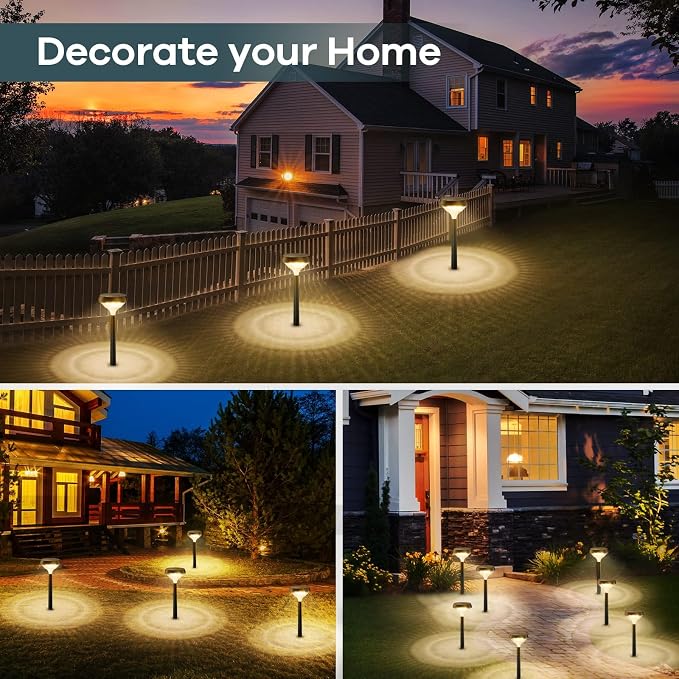Linkind Solar Lights Outdoor 8 Pack, Solar Pathway Lights Warm White | Landscape Path Lights,IP65 Waterproof Solar Lights for Walkway Yard Garden Driveway