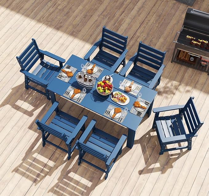 BRIOPAWS Outdoor-Dining-Chairs | Set of 2 | HDPE | Blue | Patio Chair with Arms | Modern | All Weather | Oversized & Comfortable | for Deck Backyard Poolside Porch
