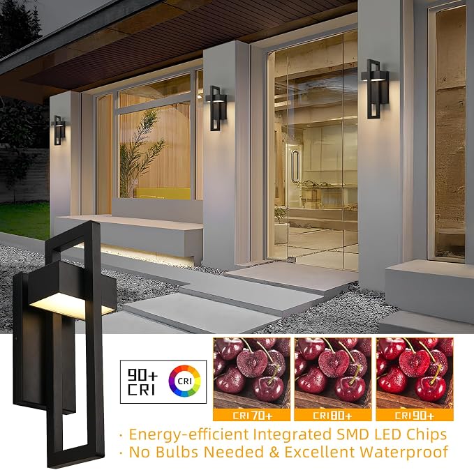 16.5'' Modern LED Outdoor Wall Sconce, Integrated LED Outdoor Light Fixtures Wall Mount Exterior Lights, Black Front Porch Outside Lighting for House, Backyard, Warm White 3000K, 1 Pack