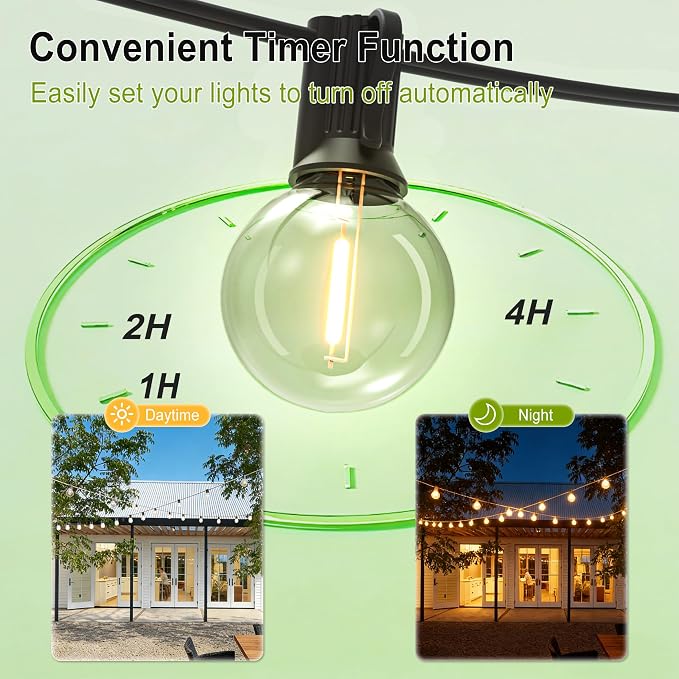 Outdoor String Lights Waterproof 300FT with Remote Patio Lighting for Porch | Connectable Outside Lights with Remote, 156 Globe Bulbs Dimmable &3 Lighting Modes Timmer for Backyard Bistro Gazebo Garden