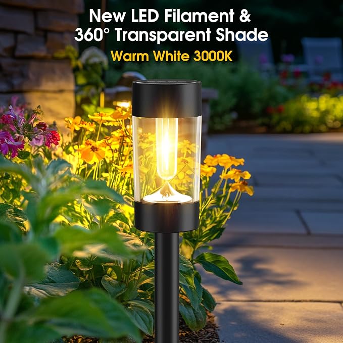 Eyrosa Solar Lights Outdoor, 12 Pack Waterproof Solar Landscape Lighting for Pathway Garden Yard Path Walkway Driveway Lawn Patio Outside Decor, Warm White | Solar Landscape Lighting for Pathway Garden Yard Path Walkway Driveway Lawn Outside Décor