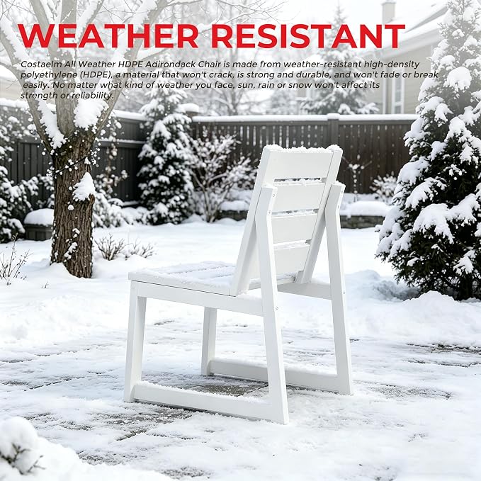 Costaelm Stinson Outdoor Patio HDPE Dining Side Chair, White