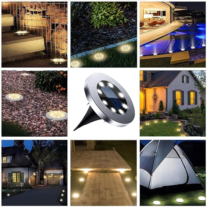 4.6 Inch Diameter Solar Ground Lights, Waterproof Solar Garden Lights, Outdoor Garden Waterproof Bright in-Ground Light, Landscape Lighting for Pathway,Yard,Lawn,Patio,Walkway (16 Pack White Light)