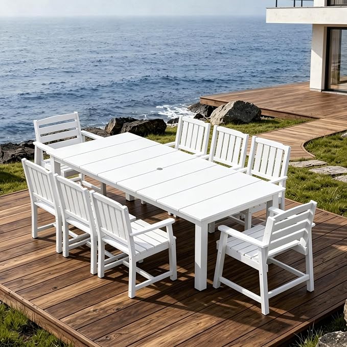 AreShark Patio Dining Chair Set of 2,All Weather HDPE Outdoor Dining Armchairs with Wide Seat and Backrest,Weatherproof Patio Chairs for Garden,Backyard,Deck,White