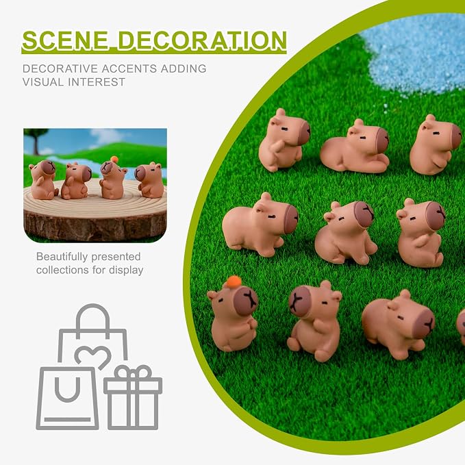 56PCS Mini Capybara Figurines - Adorable Resin Animal Decor Set for Home Office Desk, Zen Garden, Sensory Bins & Collector Displays (Cute Waterproof Figurines)