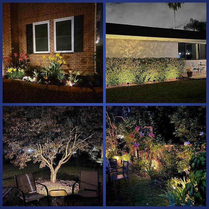NYMPHY Solar Lights Outdoor Waterproof IP68, 56 LED 3 Lighting Modes Solar Powered Garden Yard Spot Solar Lights for Outside Landscape- 4 Pack (Warm White) | 56 LED 3 Lighting Modes IP68 Waterproof Solar Powered Garden Yard Spot Solar Lights for Outsid...