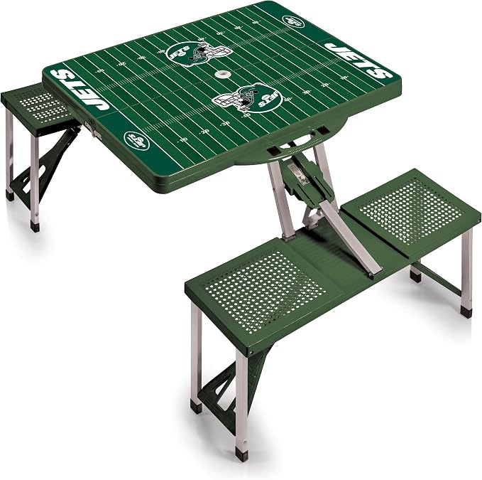 PICNIC TIME NFL Picnic Table Portable Folding Table with Seats and Umbrella