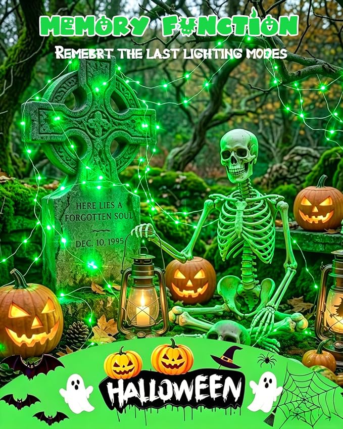 4 Pack 60 LED Fairy Lights Battery Operated with Timer, String Lights Green | 20 FT, Cuttable Copper Wire, Waterproof Battery Lights for Indoor Outdoor, Bedroom, Home DIY, Christmas Halloween Decorations