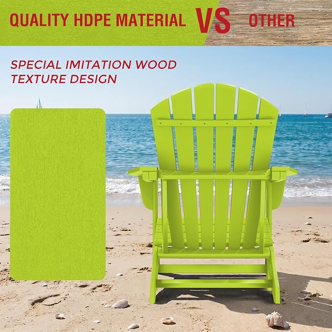 Costaelm Patio Conversation Set, Patio Chairs Set of 5 Balcony Firepit Furniture Outdoor Adirondack Square Table and Chair Backyard Furniture Set for Lawn Porch Pool Garden, Lime