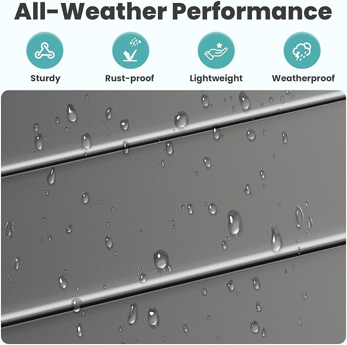 Outdoor Large Square Side Table, Heavy-Duty Metal Patio End Table, Weather Resistant Poolside Table with Easy Assembly for Balcony, Deck, Backyard (Dark)