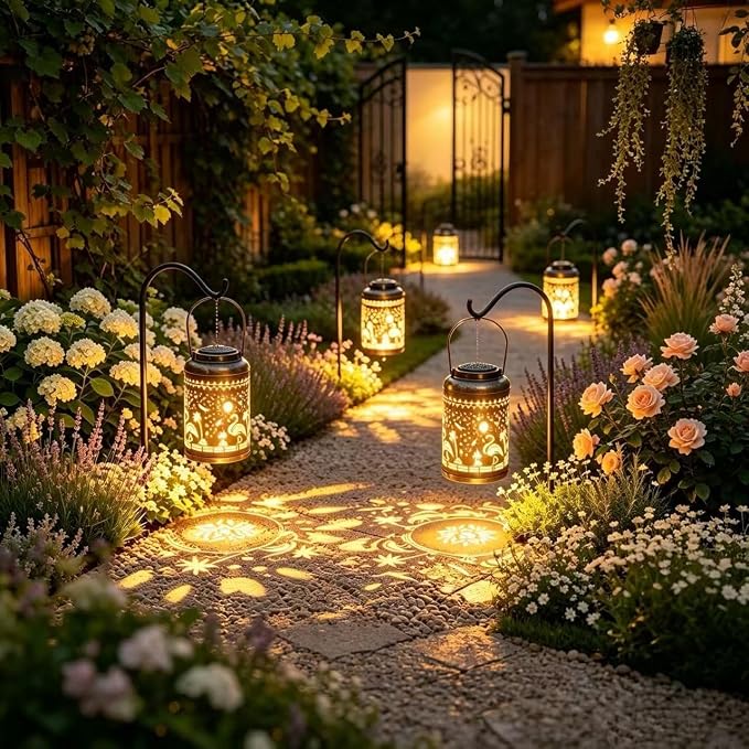 Flamingo Solar Lanterns Outdoor Waterproof Garden Decor Hanging Solar Lights Metal Solar Decoration Outside for Yard, Patio, Backyard, Porch