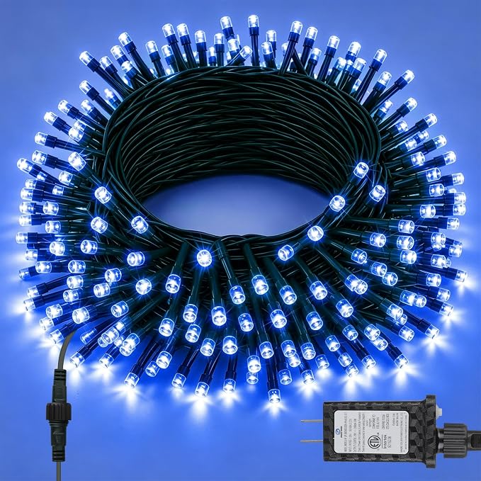 66FT 200 LED Christmas Lights with Timer, Twinkle Fairy Lights String with 8 Flashing Modes String Lights for Indoor Bedroom Outdoor Christmas Trees Garland Wreath Holiday Decorations, Blue