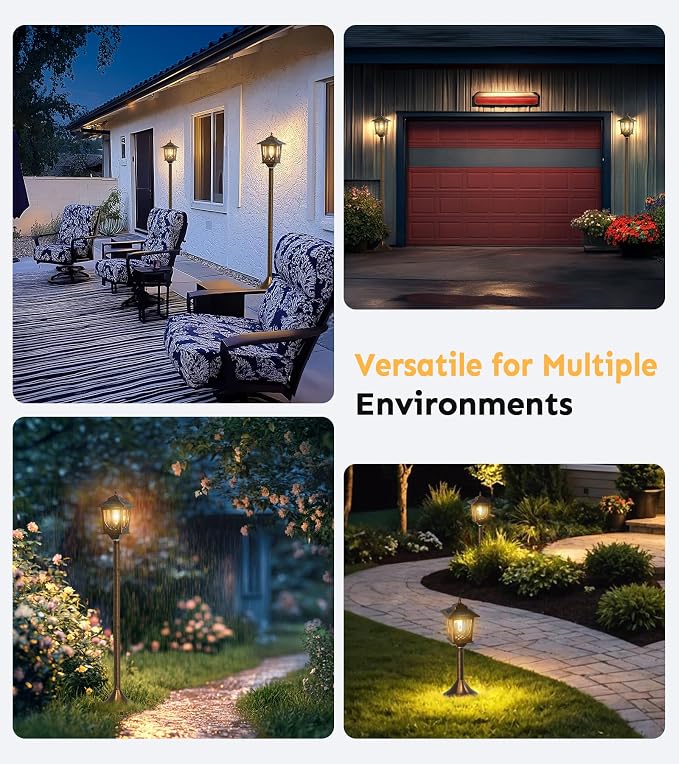 63" Solar Lamp Post Light 2 Pack, Solar Light Posts for Outside Waterproof, Outdoor Lamps for Patio, Backyard, Front Porch Decor, Warm White, Replaceable Bulb