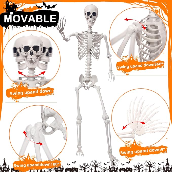 7.9Ft Giant Skeleton Life Size Human Bones with Movable Joints for Halloween Decorations