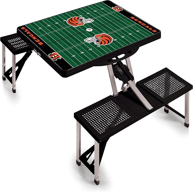 PICNIC TIME NFL Picnic Table Portable Folding Table with Seats and Umbrella