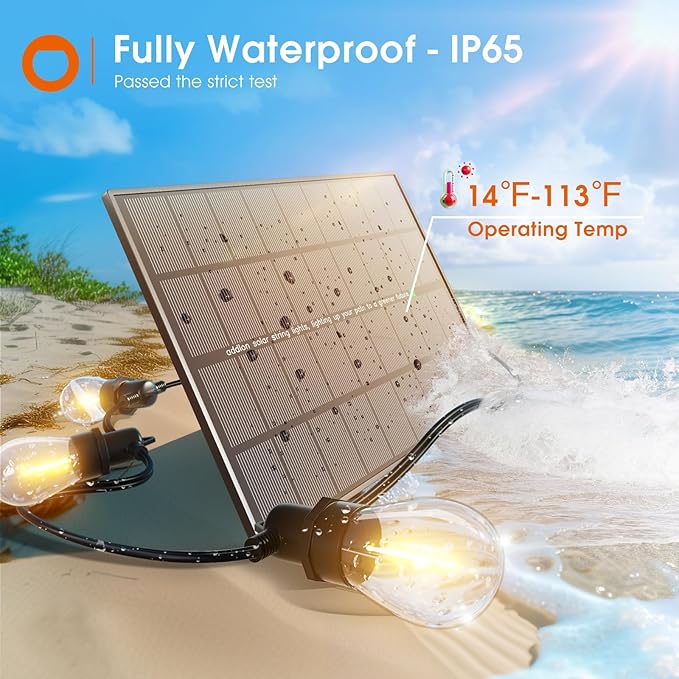 addlon 200FT(192+8) Solar String Lights Outdoor, Last 20+ Hrs, USB Charging | IP65 Waterproof. Dimmable Timer via Remote. Memory, 3 Modes, 2700K Warm White. Easy Install for Patio, Porch. 4-Pack*50FT.