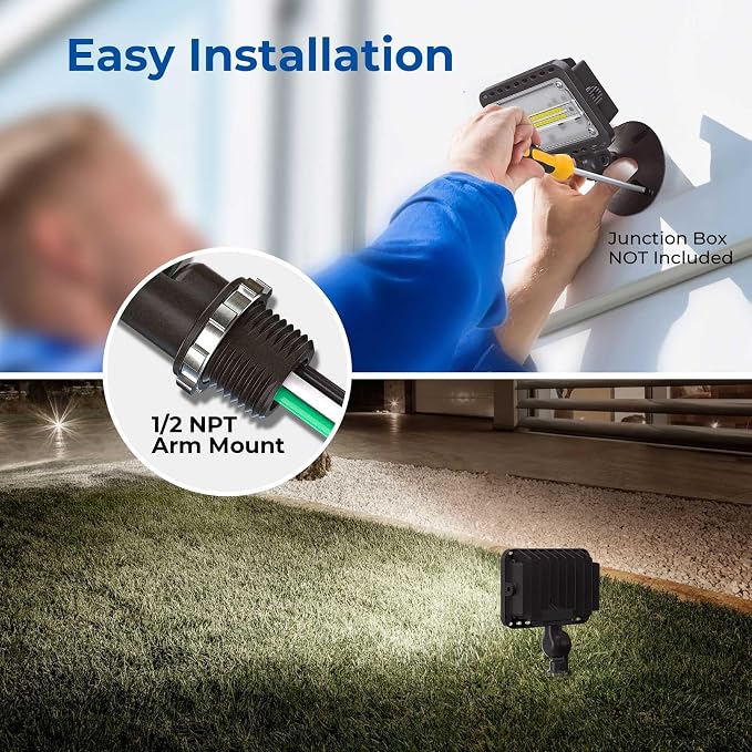CINOTON 20W LED Flood Lights Outdoor, IP65 Waterproof Exterior Security Wall Lights with 180°Knuckle, 2800LM 120V Outside Aluminum Lighting Fixture for Buidings Garage Doorway 5000K 4 Pack, UL Listed