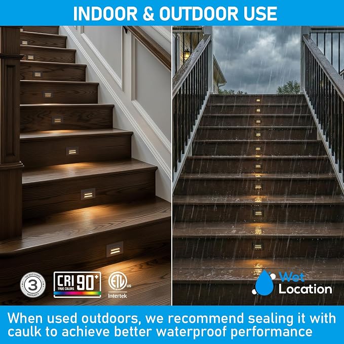 LEONLITE 6-Pack 5CCT 120V LED Step Lights, Louvered, Oil Rubbed Bronze | Horizontal, 10%-100% Dimmable, CRI90, ETL, Indoor Outdoor Stair Lights, Wet Location, 2700K/3000K/3500K/4000K/5000K, Aluminum
