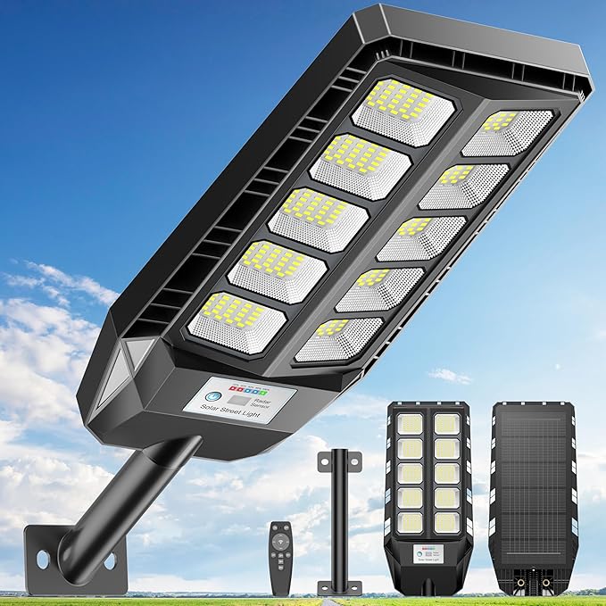 Deepn Solar Lights Outdoor, IP66 Waterproof Street Lights Outdoor, TW001 | 6500K Dusk to Dawn Solar Security Flood Lights Motion Sensor with Remote Control for Yard, Entryway Garage, Porch 1 Pack
