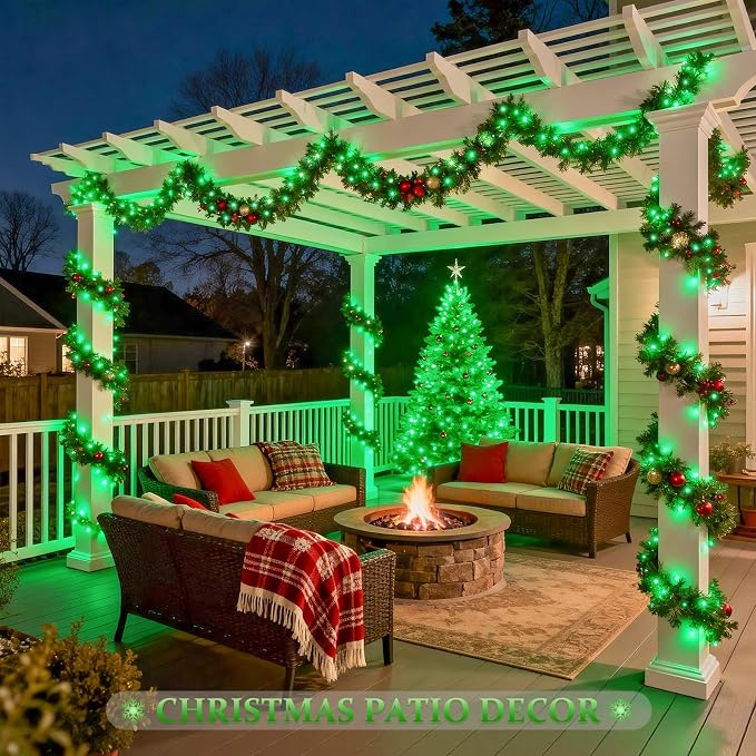 JMEXSUSS 2 Pack Solar Fairy Lights, 33ft 100 LED Green Halloween Lights | Outdoor Waterproof, 8 Modes Solar String Lights for Outside Patio Garden Party Tree Christmas Halloween Decorations