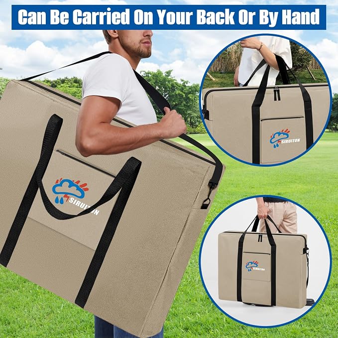 SIRUITON Folding Table Storage Bag, Portable 600D WaterProof Carry Bag for Folding Picnic/Camp Tables with Reinforcing Plate & Shoulder Strap, 36" D x 30" W x4.7 H Fits 6FT Folding Tables