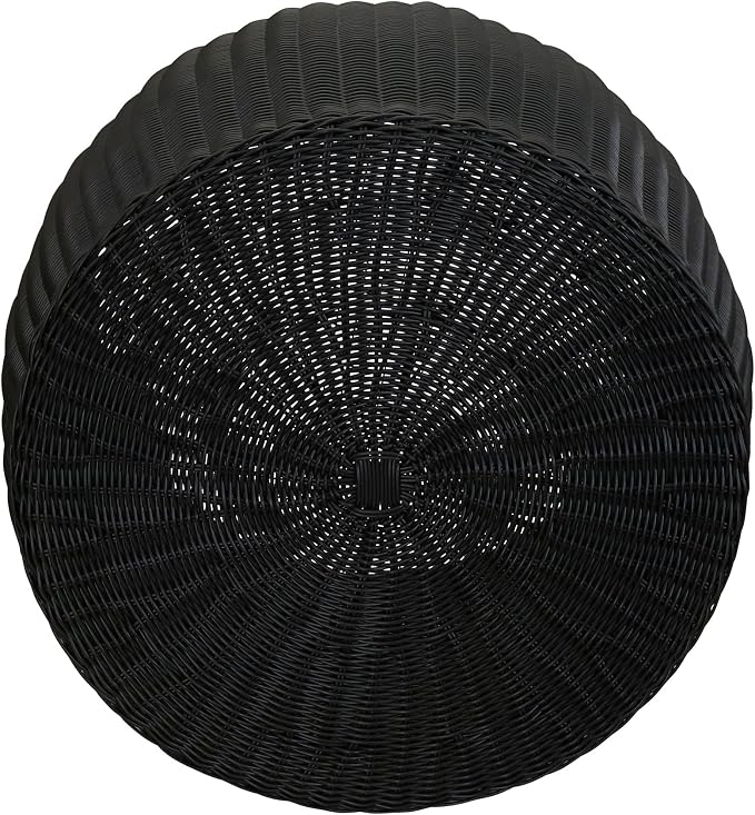 Household Essentials Handwoven Resin Barrel Side Table Storage Container, Black 18” H x 20” Dia.
