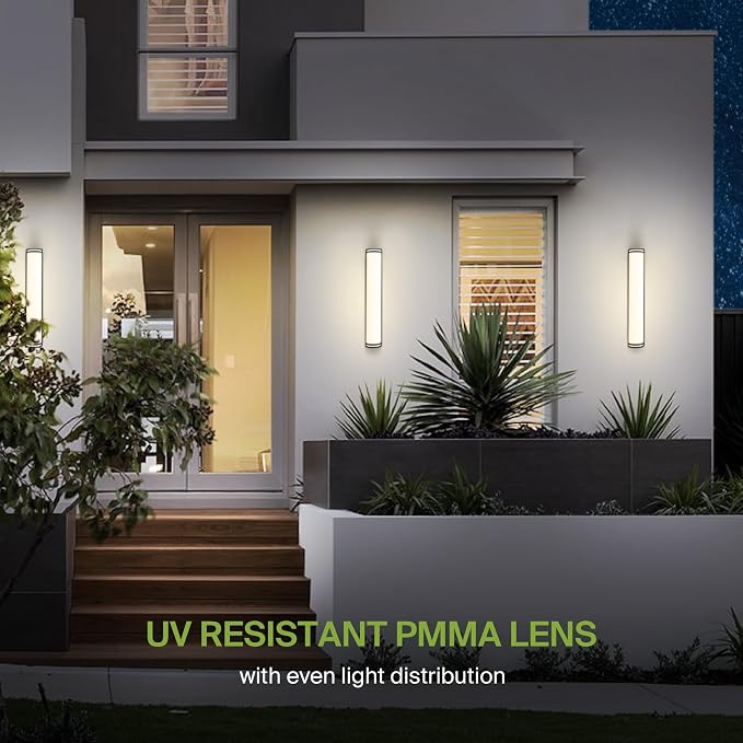 ASD 36 Inch LED Outdoor Sconce Lights - 30W 120-277V 3000K 4000K 5000K Black Exterior Lighting Fixtures, Dimmable Exterior Lights for House, Modern Patio Wall Light Fixture ETL
