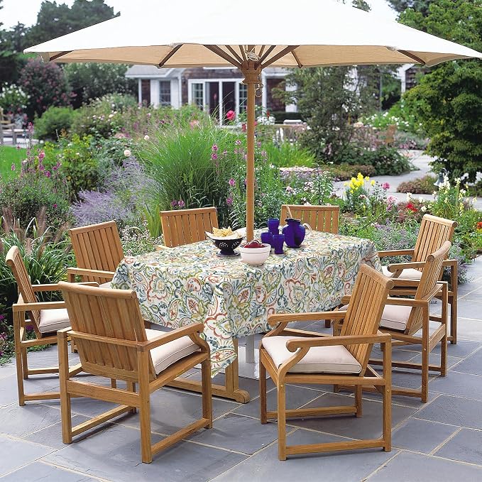 DYTXIII Outdoor Rectangle Tablecloth with Umbrella Hole and Zipper 84" x 60", Water Repellent Floral Picnic Cover, Fade & Wrinkle Resistant Tablecloth for Patio/Garden/Party Table, Paisley Botanical
