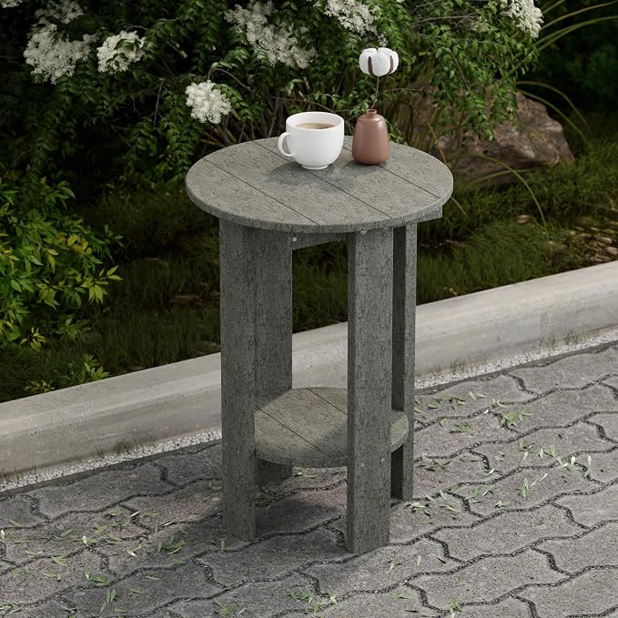 Wildridge Heritage Balcony Table, Dark Gray - Outdoor Weather Resistant Recycled Plastic Furniture for Patio