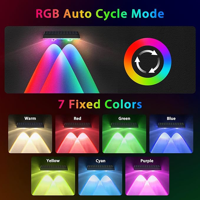 Solar Fence Lights Outdoor - 8 Pack RGB Fence Lights Solar Powered, 7 Color Modes & Warm White, IP67 Waterproof Dusk to Dawn Solar Powered Lights 12+ Hours for Fence/Backyard/Wall/Step/Patio/Deck