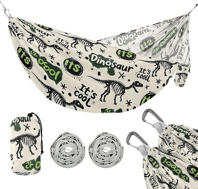 Camping Hammock Outdoor Hammocks for Outside Dinosaur Graffiti Beach Trees Portable Lightweight with Pockets Tree Straps Indoor