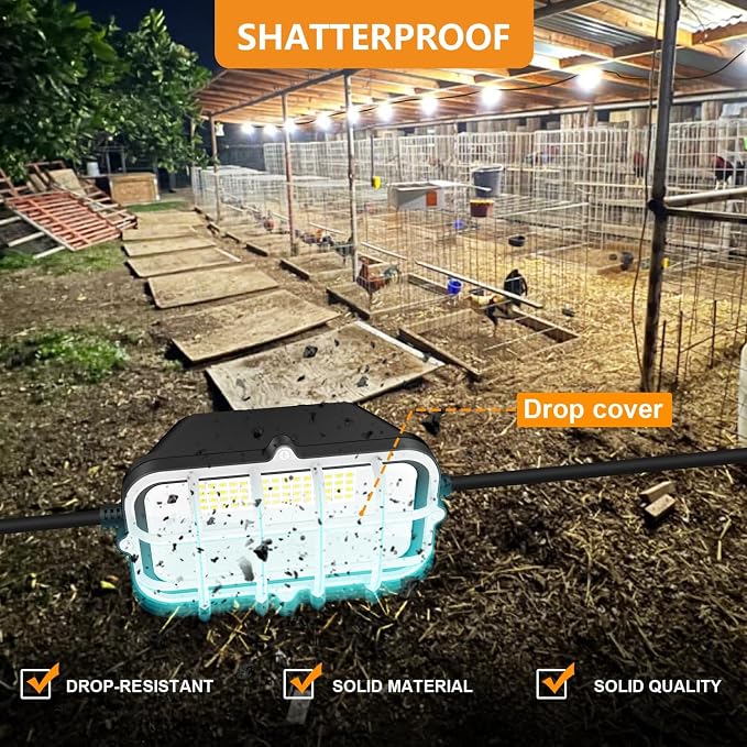 50ft LED Construction String Lights,75W 7500LM Waterproof IP67 Led String Work Lights, Construction Temporary Lights (50ft-5lights)