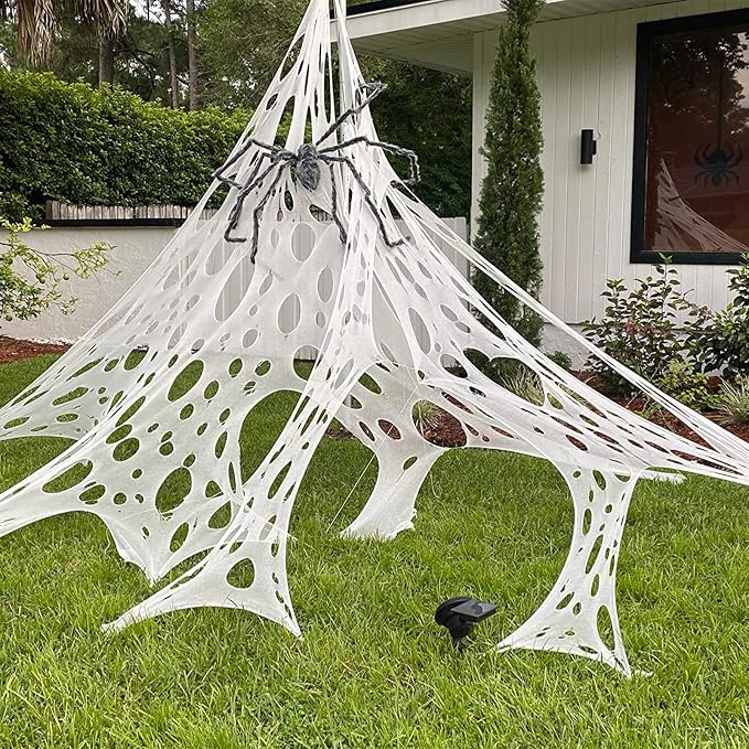 Halloween Spider Web Decorations Stretchy Web Netting for Haunted House | Halloween Beef Netting Spider Web for Outdoor Halloween Decorations, Giant Cobwebs for Haunted Houses, Parties Displays.