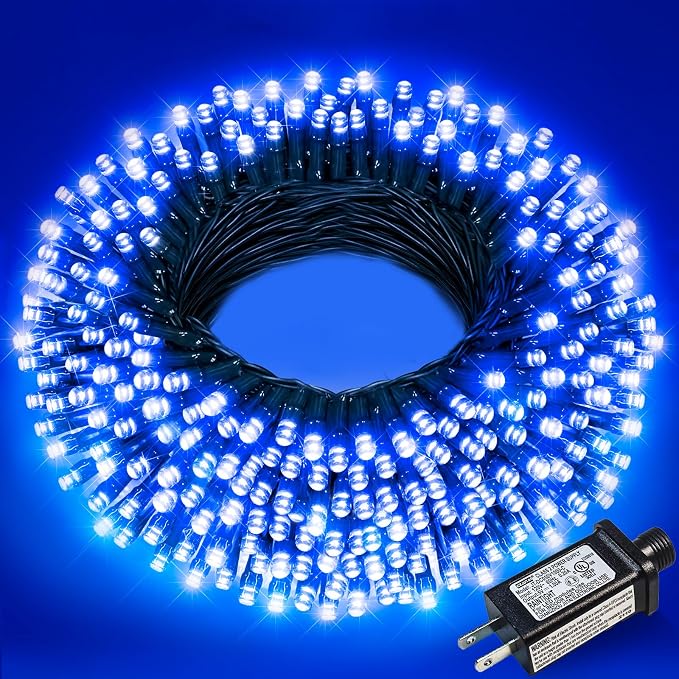 Blue Christmas Lights Outdoor, 66FT 200 LED Christmas Tree Lights | Waterproof 8 Modes Connectable String Lights for Outside Indoor House Patio Yard Xmas Garden Party Wedding Decorations