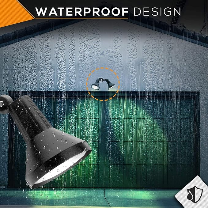 Ciata 15" Outdoor Security Flood Light 2 Head with Heavy Duty Cast Aluminum Body 150W PAR38 Weather Proof Dark Bronze Finish (2 Pack)