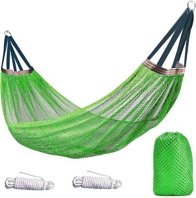 Camping Hammock Lightweight Portable, Anti-roll Breathable Mesh Outdoor Hammock with Tree Straps & Carry Bag, Green (102.36x51.18in)