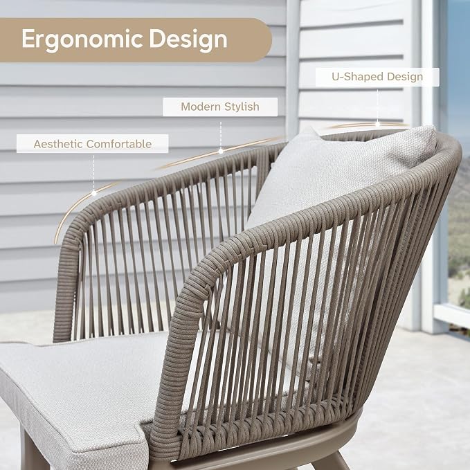 PURPLE LEAF 14 Pieces Patio Dining Set Wicker Outdoor Furniture Rectangular Table and Chairs Set for Garden Deck Aluminum Frame Backyard Kitchen Set, Cushions and Pillows Included Champagne