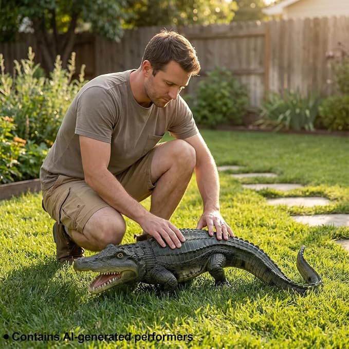 Outdoor Alligator Animal Statue, 23.23 Inch, Green Crocodile | Realistic Crocodile Resin, Garden Statue, For Pond Edge, Lawn, Patio & Backyard