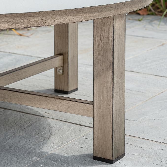 PEAK HOME FURNISHINGS Outdoor Coffee Table with Aluminum-Honeycomb Composite Concrete Table Top (Round)