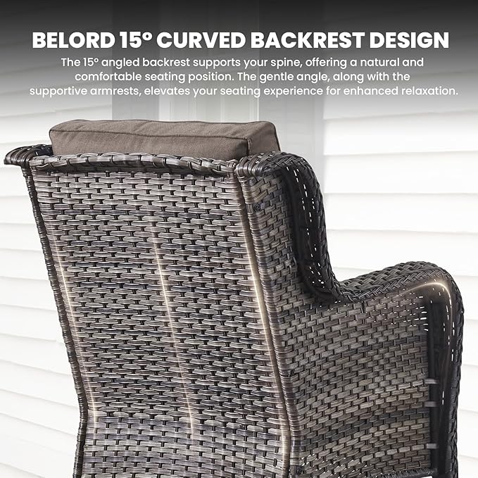 Belord Outdoor Wicker Furniture 5 Pieces Patio Furniture Set Patio Wicker Chairs with Ottomans Conversation Set for Porch Garden Deck Balcony Poolside