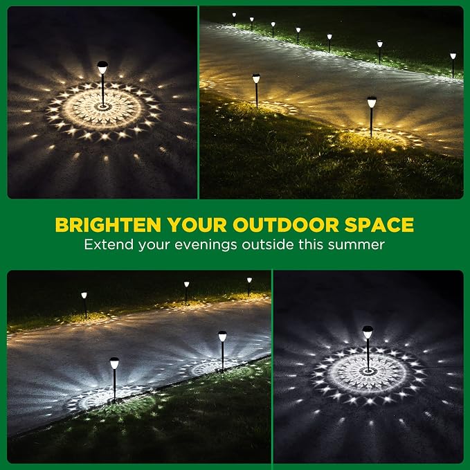 URAGO Super Bright Solar Lights Outdoor Waterproof-10 Pack, Dusk to Dawn Up to 12 Hrs Solar Powered Outdoor Pathway Garden Lights Auto On/Off, LED Landscape Lighting Decorative for Walkway Patio Yard