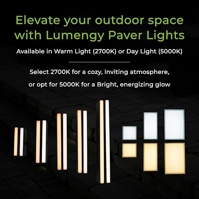 LUMENGY Paver Light 4x8 Inch (3.93x7.87), 5000K Daylight, Glare-Free Brick Lighting for Driveways, Walkways, Pool Decks and Patios, 12V Hardwired, IP67 Waterproof, Drive-Over Rated