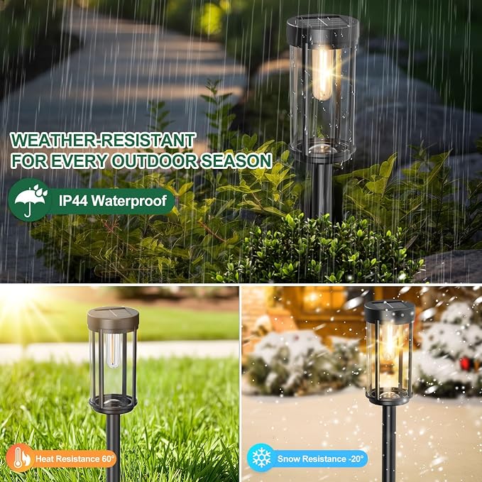 12 Pack Solar Lights Outdoor Waterproof for Garden Walkway Pathway Lawn Yard Decorative Modern Landscape Lighting. (Warm White Light, 12)