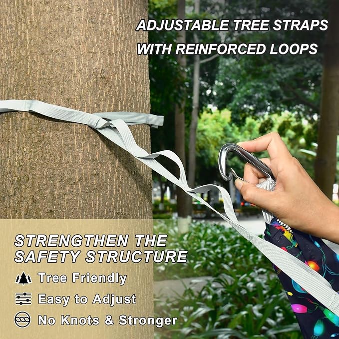 Camping Hammock Outdoor Hammocks for Outside Neon Skulls Beach Trees Portable Lightweight with Pockets Tree Straps Indoor