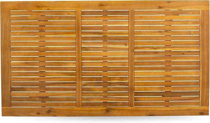 East West Furniture DECM92CANA 9 Piece Patio Garden Table Set Includes a Rectangle Outdoor Acacia Wood Dining Table and 2 Folding Arm Chairs with 6 Side Chairs, 40x72 Inch, Natural Oil