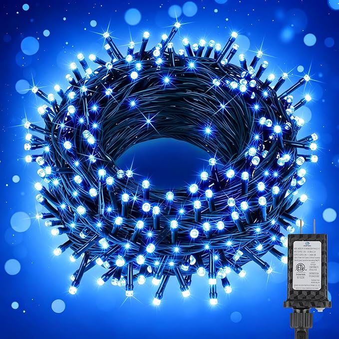 Extra Long 264Ft 800 LED Christmas Lights with Timer, Green Wire Fairy Starry String Lights Plug in, 8 Modes and Memory, forIndoor Outdoor Xmas Tree Wedding Party Decoration,Blue