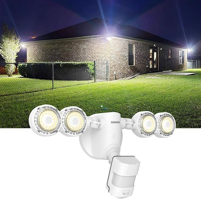 SANSI 40W 5000 LM LED Motion Sensor Outdoor Lights | 5000K Daylight Super Bright, Dusk to Dawn, Security Lights, Flood Light Outdoor, Garage, Yard, IP65, 72FT, ETL Listed