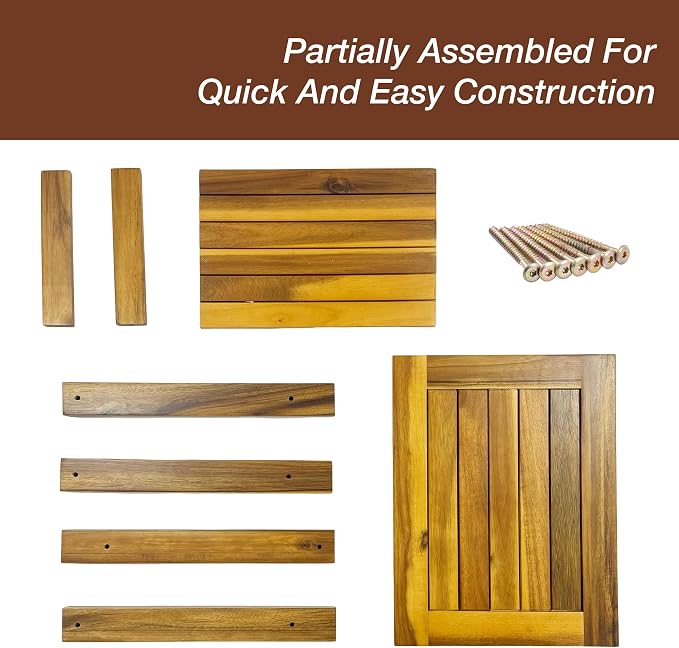 Double Adirondack Table - Weatherproof Outdoor Side Table - Patio End Tables for Outside - Adirondack Side Table - Acacia Wood 2-Tier End Table for Indoor & Outdoor Use