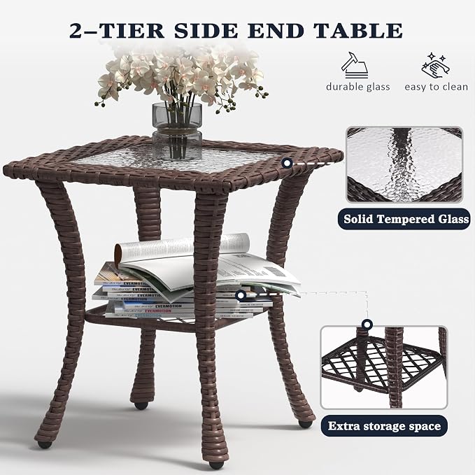 LayinSun 6 Pieces Outdoor Patio Furniture Set, Rattan Wicker Sectional Swivel Rocker Chairs Sets with Ottomans, Swivel Glider Chairs, and Coffee Table